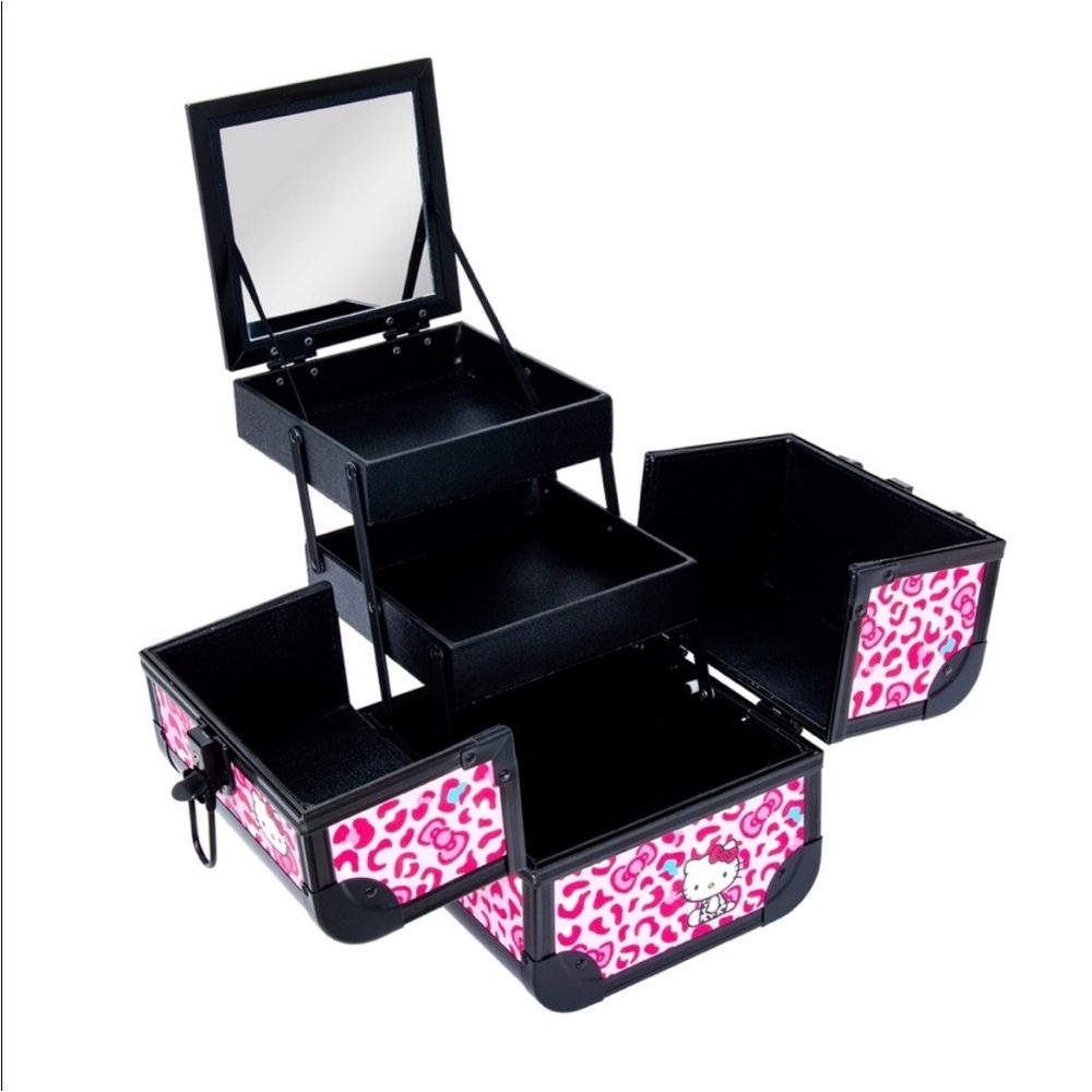 NWT Hello Kitty Pink Multicolor Traveling Makeup Box Case - Picture 4 of 5